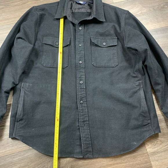 Lands End Mens Heavy Lined Shirt Jacket Men’s Size Large Black Long Sleeve - Picture 4 of 6
